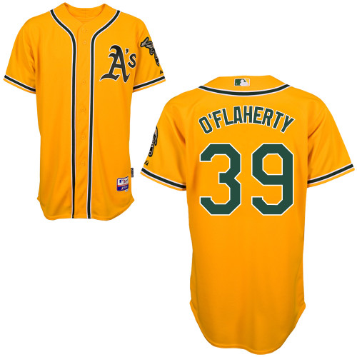 Eric O-Flaherty #39 mlb Jersey-Oakland Athletics Women's Authentic Yellow Cool Base Baseball Jersey